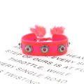 Pink and orange bohemian woven bracelet with metal studs and tassel fringe detail - 05# (Pink and Orange)