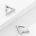 Pendientes triangulares geométricos en acero inoxidable plateado pulido con cierre - Estilo Triángulo Pequeño (Estilo 12) / Plateado