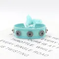 Verstelbare lichtblauwe geweven armband met zilveren metalen studs en kwastjes - Lichtblauw (03#)