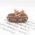 Pulsera trenzada bohemia con remaches plateados y borlas naranjas decorativas - Naranja Y Marrón (07#)
