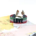 Bohemian adjustable woven bracelet with LOVE embroidery and colorful tassels - Style 63 Beige Plant Floral
