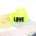 Fluorescent yellow woven love heart bracelet with black embroidered LOVE text and tassels - Fluorescent Yellow (LOVE Embroidery) 69#