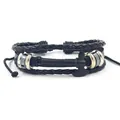 Handmade multilayer black woven leather bracelet with black axe charm for music lovers - Black Axe