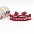 Handgeweven rode vriendschapsarmband met 'DAD YOU ARE AWESOME' borduursel en kwastjes - Rood DAD-4 Stijl