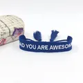 Blauwe geweven Evil Eye armband met wit borduurwerk en decoratieve kwastjes - Blauw DAD-3 Stijl