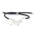 Verstelbare bruine gevlochten koordarmband met zilveren Angel letter hanger voor dames en heren - Staal Kleur + Bruin