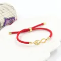 Bracciale rosso intrecciato infinity love in acciaio inossidabile dorato regolabile - Stile Infinito Love Oro