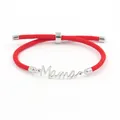 Handgemaakte rode gevlochten armband met zilveren Mama-bedel en verstelbare sluiting - MAMA Letter Stijl / Staal + Rood