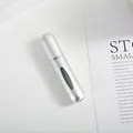 Sleek matte silver 5ml refillable perfume atomizer with visible window level - 5ml / Matte Silver