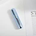 Portable 5ml refillable perfume atomizer in bright blue metallic finish with clear window - 5ml / Bright Light Blue