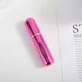 Portable 5ml bottom-refill perfume atomizer in vibrant pink with transparent window - 5ml / Bright Rose