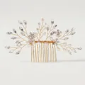 Pettine per capelli da sposa vintage con perle e strass su rami dorati - Oro