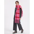 Pink and dark red striped thick scarf with long tassels made of soft cashmere-like yarn - Rose Red