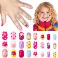 Kids press-on nails set with colorful floral and polka dot patterns for children - Children's Nail Wear Jp9-162ly