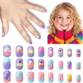 Dettaglio di 24 unghie finte per bambini con graziosi motivi di cupcake e ciambelle - Scarpe Per Unghie Per Bambini Jp9-161ly