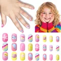 Kids press-on nails set with 24 ocean cartoon patterns including dolphins and starfish - Children's Nail Wear Jp9-160ly
