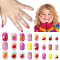 Dettaglio di 24 unghie finte cartoon per bambini con motivi a ciliegia e fragola - Scarpe Per Unghie Per Bambini Jp9-159ly