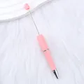 Pink DIY beaded ballpoint pen with metallic accents and retractable rod design - Macaron Rouge Pink