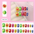 Colorful fruit pattern kids press-on nails with apple and strawberry designs - Children's Wearable Nails Cdmj-10-85