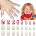 Children's press-on nail set featuring red, green, and yellow polka dot patterns - Children's Wearable Nails Cdmj-10-124