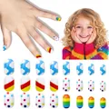 Kids press-on nail kit with colorful rainbow, clouds, and polka dot designs - Children's Wearable Nail Cdmj-10-106