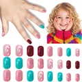 Pink cartoon ocean themed press-on nails for kids with seahorse and starfish patterns - Children's Wearable Nails Cdmj-10-136ly