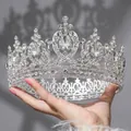 Exquisite silberne Brautkrone besetzt mit funkelnden Tropfen-Strasssteinen - Silber