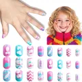 Colorful cartoon kids press-on nails set with cute animal heart and wave patterns - Children's Wearable Nails Cdmj-10-68