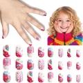 Macaron color cartoon press-on nails for kids with ice cream and star patterns - Children's Wearable Nails Cdmj-10-31ly