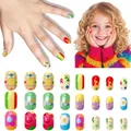 Cartoon press-on nails for kids featuring rabbits flowers and Easter egg patterns - Children's Nail Polish Cdj-9-54ly