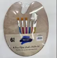 Set pittura da 6 pezzi con tavolozza in legno e cinque pennelli per acquerelli e oli - Set di pennelli con manico colorato e tavolozza in legno
