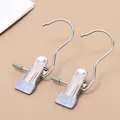 Stainless steel laundry hook clips with blue anti-slip pads for clothes and hats - 3-Shaped Hook Style / Gray
