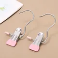 Stainless steel multi-purpose clothes peg with pink anti-slip rubber coating hooks - Classic / Pink