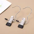 Set of 2 stainless steel laundry clips with black non-slip hooks for organizing clothes - Classic / Black