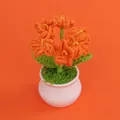 Handmade orange crocheted flower potted plant for office desk and car dashboard decor - Orange