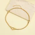 Collier chaîne cubaine dorée en acier inoxydable avec pendentif cœur ajouré - Collier Cœur Creux (SH415) / Doré