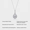 Elegant S925 sterling silver necklace featuring a 6.5mm round moissanite waterdrop pendant - 925 Silver (40+5cm) / Moissanite 6.5mm/1 Carat