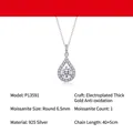 Elegante collana in argento sterling S925 con pendente a goccia in moissanite da 6,5 mm - Argento 925 (40+5cm) / Moissanite 6.5mm/1 Carato