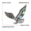Vintage eagle brooch with abalone shell wings in silver finish for men suits - Silver 4936-SL