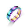 Macro detail of rainbow plated stainless steel spinning ring with brushed metal texture - US 5 / Rainbow - Rotating Polished