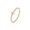 Minimalist rose gold twisted rope ring with a single polished bead in a SKU detail view - Size 5 / Metal Bead Twisted Style / Rose Gold