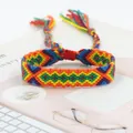 Handmade bohemian rainbow woven friendship bracelet with colorful fringe tassels - Vibrant Multicolor Geometric Style (A#(12))