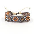 Detailed weave of geometric diamond pattern on bohemian adjustable cord bracelet - Style L (L#)