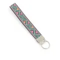 Portachiavi da polso etnico con motivi geometrici colorati e anello in argento - Triangolo Geometrico Rosa Arancione (09-07A)