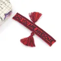 Ethnic woven friendship bracelet in red and black with Dad You Are Awesome text and tassels - Father-2
