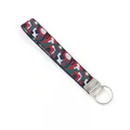 Portachiavi militare in nylon mimetico con robusto anello e clip in metallo argento - Camouflage Rosso Verde Blu Bianco (09-08B)