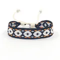 Bohemian geometric jacquard woven bracelet with adjustable cord and metallic beads - Style M (M#)