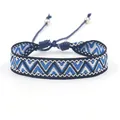 Bohemian hand-woven bracelet with blue and white geometric diamond patterns - Style F (F#)