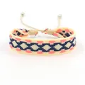 Bohemian woven friendship bracelet with pink and blue geometric diamond patterns - Style G (G#)