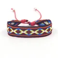 Bohemian hand-woven bracelet featuring geometric diamond patterns in red, blue and yellow - Style I (I#)